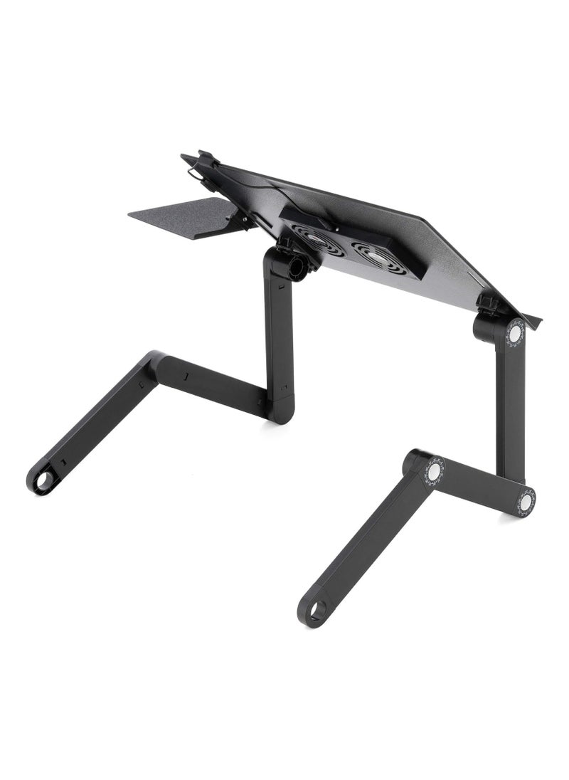 ماركة غير محددة Aluminum Adjustable Laptop & Tablet Stand with Dual Cooling Fans – Foldable Ergonomic Holder – Compatible with All Devices  - Image 3