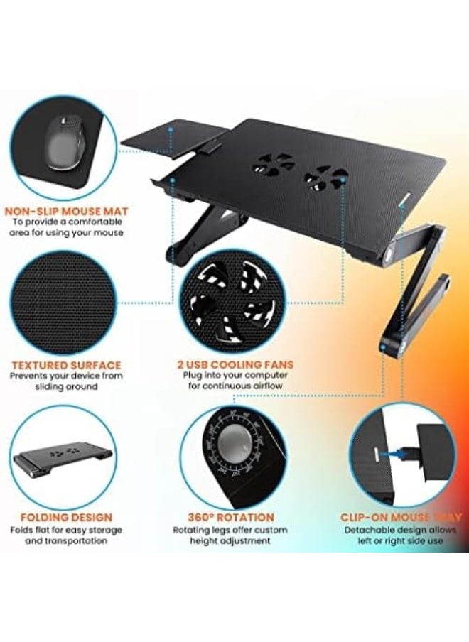 ماركة غير محددة Aluminum Adjustable Laptop & Tablet Stand with Dual Cooling Fans – Foldable Ergonomic Holder – Compatible with All Devices  - Image 5