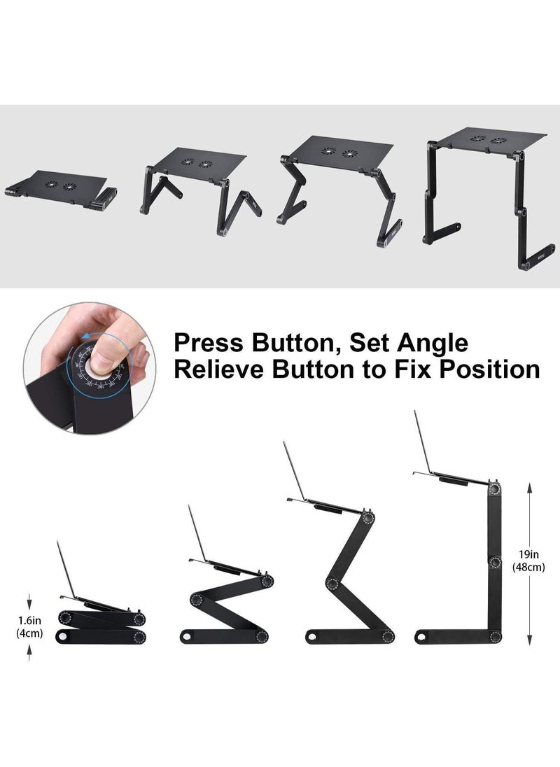 ماركة غير محددة Aluminum Adjustable Laptop & Tablet Stand with Dual Cooling Fans – Foldable Ergonomic Holder – Compatible with All Devices  - Image 4