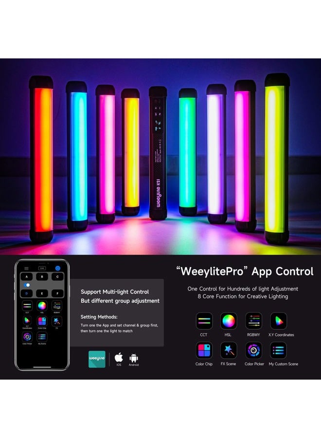 Weeylite K21 RGB LED Stick Light, Magnetic App Control LED Video Light Wand w CRI 95+ 2500mAh Rechargeable 2500-8500K Full Color Portable Handheld Photography Light for Portrait Video Recording TikTok - Image 3