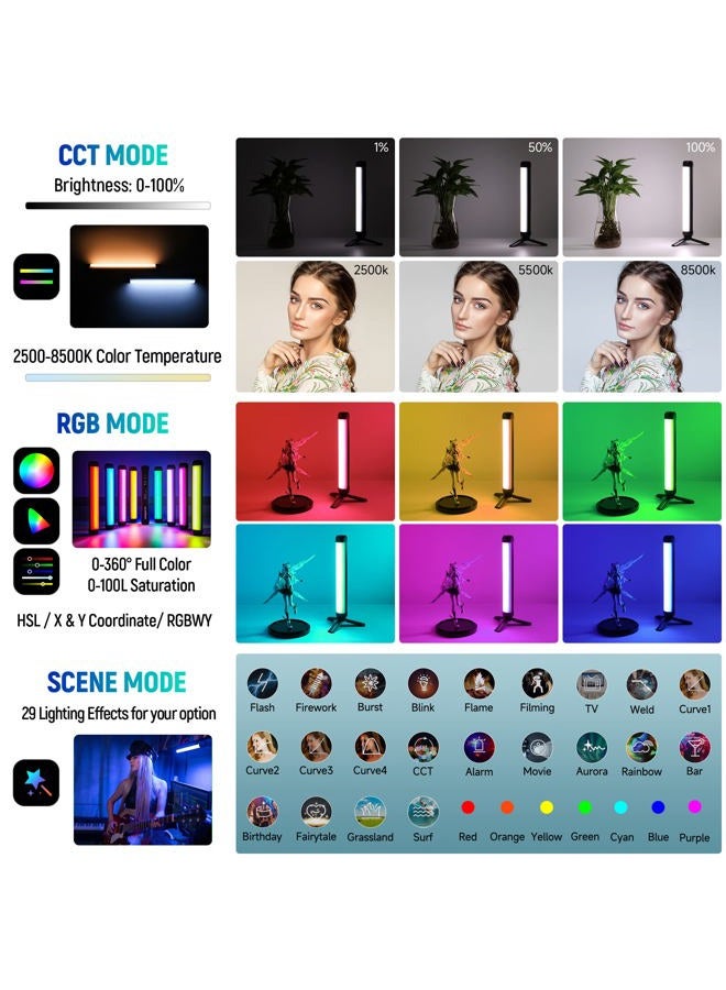 Weeylite K21 RGB LED Stick Light, Magnetic App Control LED Video Light Wand w CRI 95+ 2500mAh Rechargeable 2500-8500K Full Color Portable Handheld Photography Light for Portrait Video Recording TikTok - Image 2