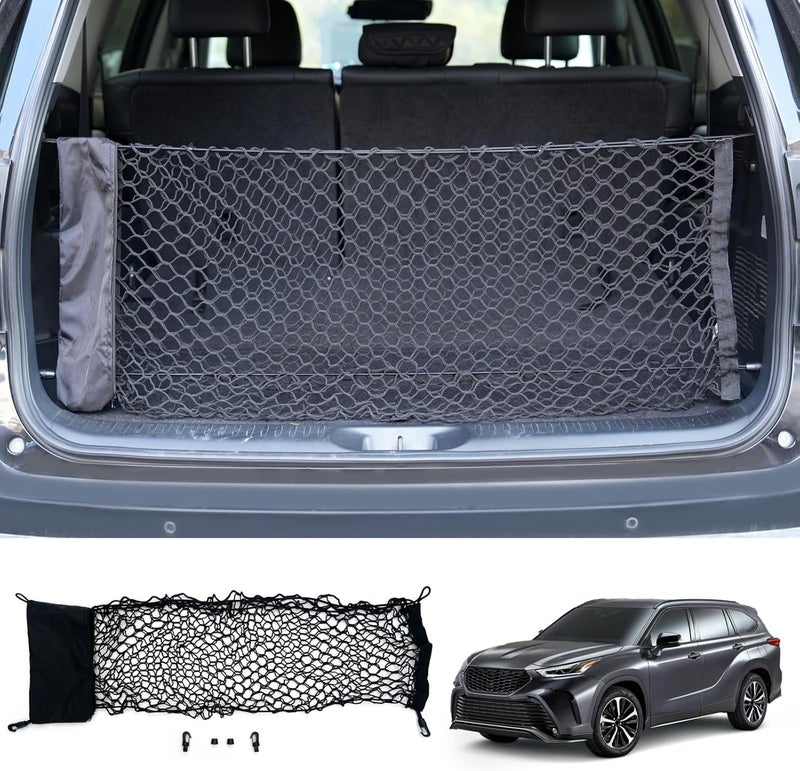 Maxzina Cargo Net Compatible with 2014-2025 2026 Toyota Highlander Truck Bed Cargo Net 3.38'×1.44' Double Layer Envelope Style Dense Mesh Trunk Organizer for 2025 Highlander Exterior Accessories - Image 1