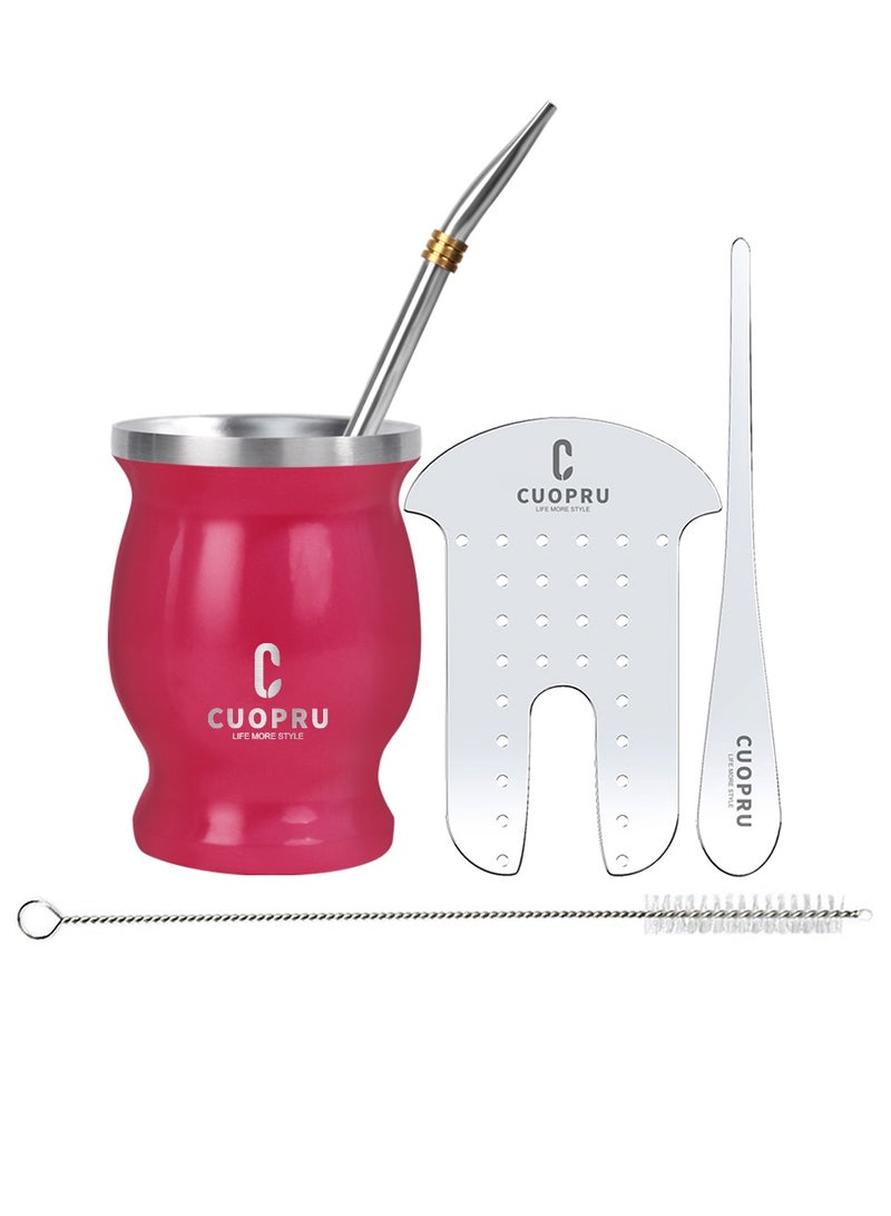 CUOPRU Yerba Mate Cup Set 8 oz Argentinian Style with Bombilla Straw and Tea Strainer  - Image 1