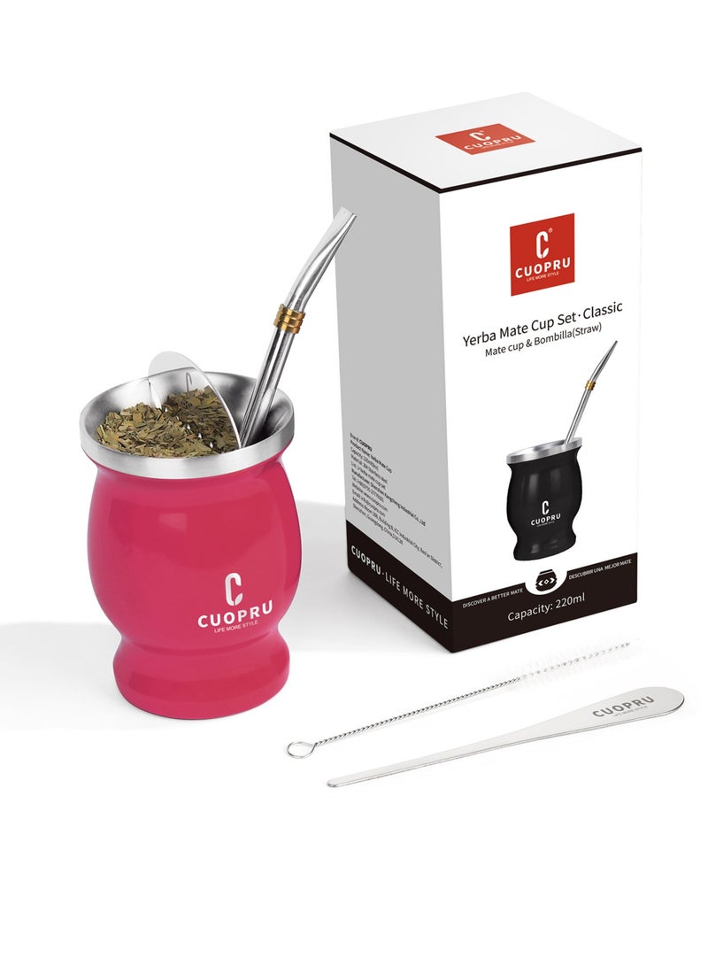 CUOPRU Yerba Mate Cup Set 8 oz Argentinian Style with Bombilla Straw and Tea Strainer  - Image 2