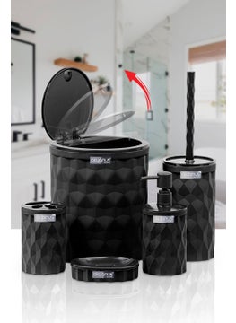 ‎okyanus Home Ocean Home Diamond Black Click Cover 5-Piece Bathroom Set  - Image 2