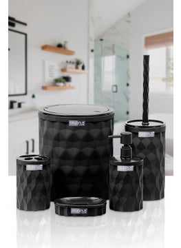 ‎okyanus Home Ocean Home Diamond Black Click Cover 5-Piece Bathroom Set  - Image 3