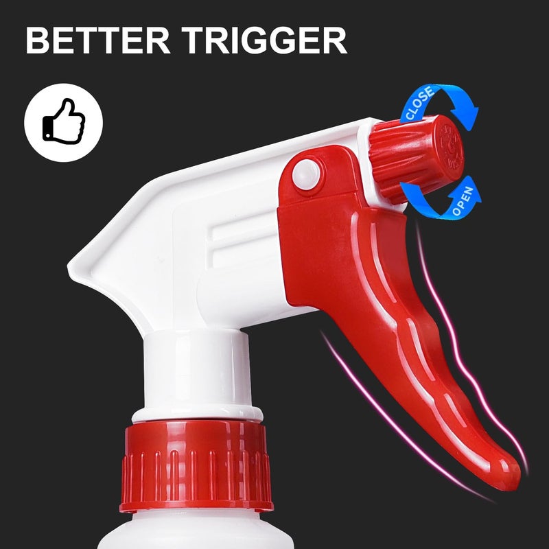 Uineko Plastic Spray Bottle (4 Pack, 16 Oz, All-Purpose) Heavy Duty Spraying Bottles Leak Proof Mist Empty Water Bottle for Cleaning Solution Planting Pet with Adjustable Nozzle and Measurements - Image 3
