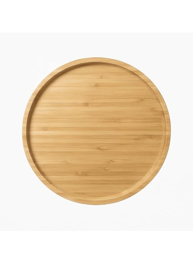 گول بانس سرونگ ٹرے - ناشتے، پھل، چیری، کھجور کے لیے 30 سینٹی میٹر قدرتی لکڑی کے ناشتے کی پلیٹ - کھانا محفوظ، ماحول دوست، باورچی خانے اور کھانے کی میز کے ڈسپلے کے لیے بہترین - Image 1