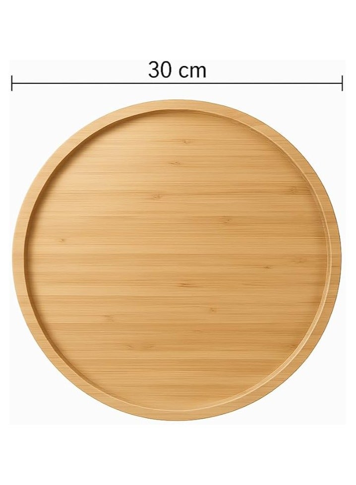 گول بانس سرونگ ٹرے - ناشتے، پھل، چیری، کھجور کے لیے 30 سینٹی میٹر قدرتی لکڑی کے ناشتے کی پلیٹ - کھانا محفوظ، ماحول دوست، باورچی خانے اور کھانے کی میز کے ڈسپلے کے لیے بہترین - Image 2