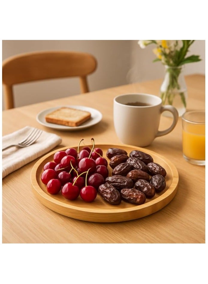 گول بانس سرونگ ٹرے - ناشتے، پھل، چیری، کھجور کے لیے 30 سینٹی میٹر قدرتی لکڑی کے ناشتے کی پلیٹ - کھانا محفوظ، ماحول دوست، باورچی خانے اور کھانے کی میز کے ڈسپلے کے لیے بہترین - Image 3