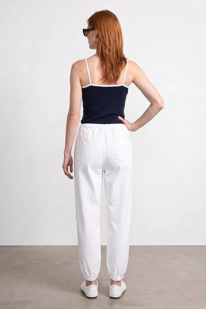 Dilvin White DILVIN Cotton Poplin Jogger Pants for Women | Best Price UAE