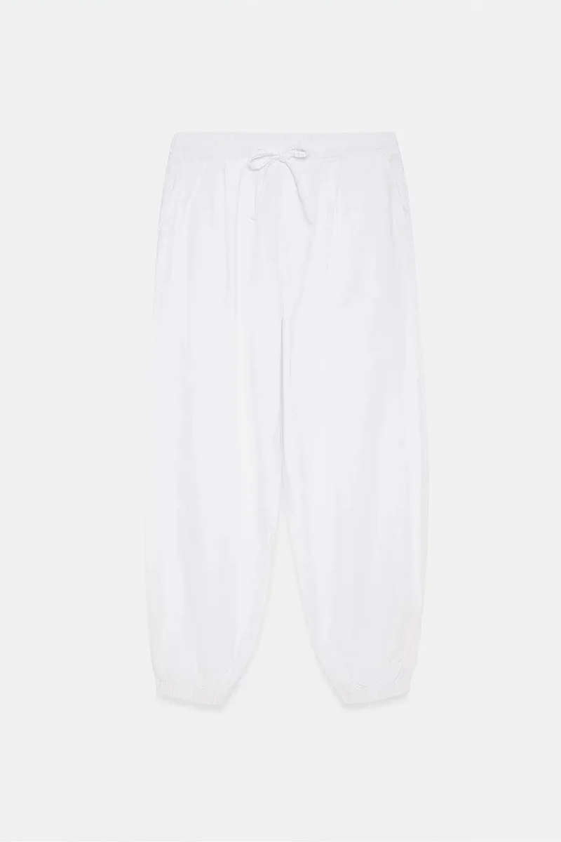 Dilvin White DILVIN Cotton Poplin Jogger Pants for Women | Best Price UAE