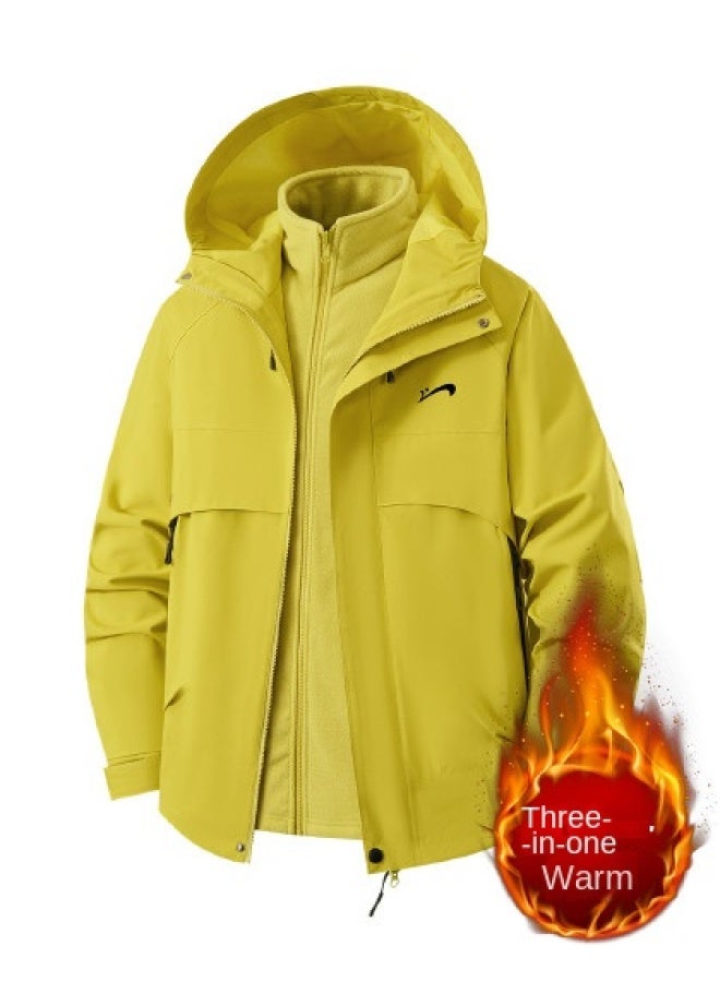 Noble bird Men's 3-in-1 Hooded Youth Mountaineering Jacket Two-piece Detachable Windproof Sports Coat For Autumn And Winter Outdoor Wear - Image 1