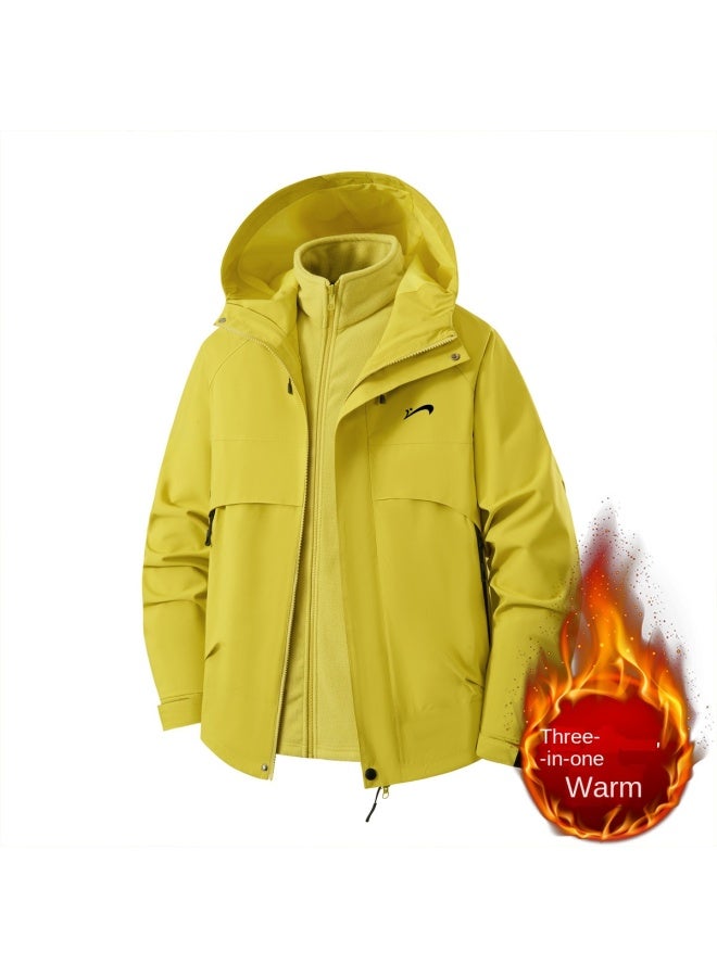 Noble bird Men's 3-in-1 Hooded Youth Mountaineering Jacket Two-piece Detachable Windproof Sports Coat For Autumn And Winter Outdoor Wear - Image 2