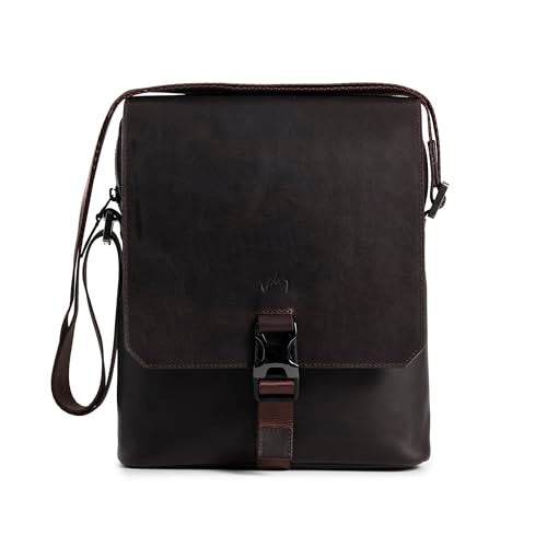 VELEZ Men's Leather Crossbody Bag - Dark Brown Top Grain Leather Shoulder Bag with Adjustable Strap, 11-Inch Tablet Sleeve for Travel, Work, Daily Use - Handmade in Colombia, Stylish Small Sling Bag for Men - Image 1