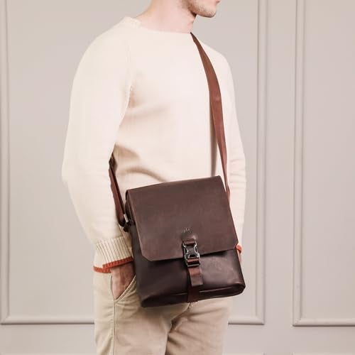 VELEZ Men's Leather Crossbody Bag - Dark Brown Top Grain Leather Shoulder Bag with Adjustable Strap, 11-Inch Tablet Sleeve for Travel, Work, Daily Use - Handmade in Colombia, Stylish Small Sling Bag for Men - Image 3