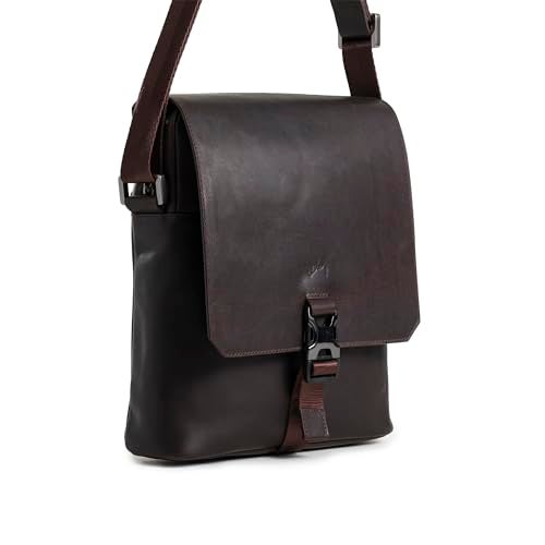 VELEZ Men's Leather Crossbody Bag - Dark Brown Top Grain Leather Shoulder Bag with Adjustable Strap, 11-Inch Tablet Sleeve for Travel, Work, Daily Use - Handmade in Colombia, Stylish Small Sling Bag for Men - Image 2