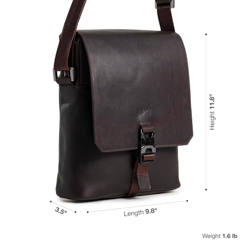 VELEZ Men's Leather Crossbody Bag - Dark Brown Top Grain Leather Shoulder Bag with Adjustable Strap, 11-Inch Tablet Sleeve for Travel, Work, Daily Use - Handmade in Colombia, Stylish Small Sling Bag for Men - Image 5