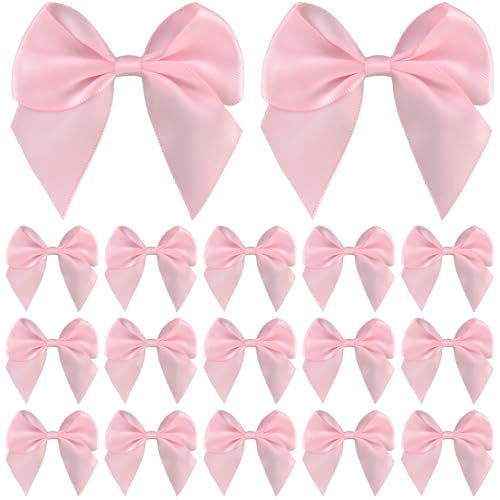 Peotclola Pink Satin Ribbon Bows 2.5" Self-Adhesive Gift Wrap Bows with Double-Sided Tape for Gift Wrapping, Wedding Decor, Birthday Presents, Party Decor, DIY Crafts, Baby Shower, Anniversary,50 PCs - Image 1