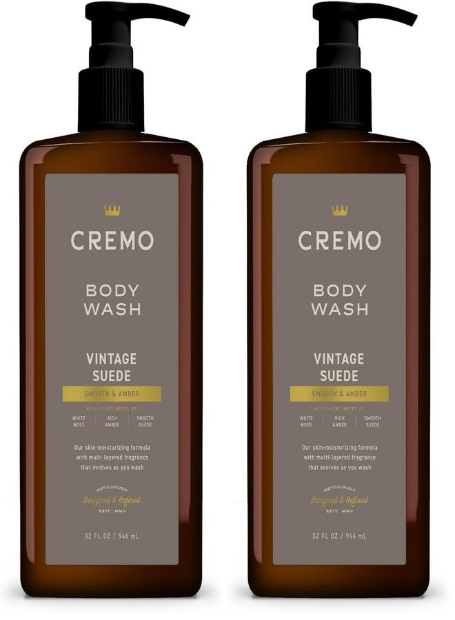 Cremo Rich-Lathering Vintage Suede Body Wash for Men, 32 Fl Oz (Pack of 2 - Image 1