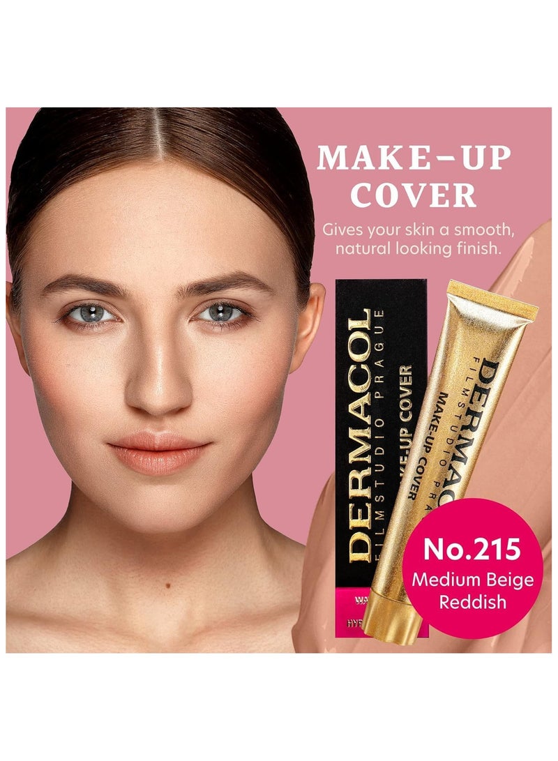Dermacol Make Up Cover Full Coverage Foundation 30g Shade 215 Long Lasting Waterproof Makeup Cover Cream SPF30 Hypoallergenic & Light Weight Liquid | Tattoo, Acne, Spots, Under eye Skin Cover up - Image 1