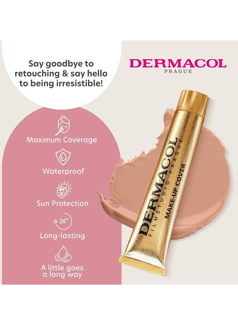 Dermacol Make Up Cover Full Coverage Foundation 30g Shade 215 Long Lasting Waterproof Makeup Cover Cream SPF30 Hypoallergenic & Light Weight Liquid | Tattoo, Acne, Spots, Under eye Skin Cover up - Image 3