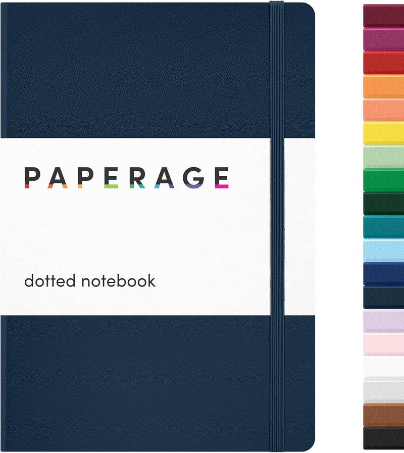 ببرج دفتر يوميات PAPERAGE منقط، (كحلي)، 160 صفحة، مقاس متوسط 5.6 بوصة × 8 بوصة - ورق سميك 100 جرام – دفتر يوميات بغلاف صلب للعمل، المدرسة وتدوين النقاط - Image 1