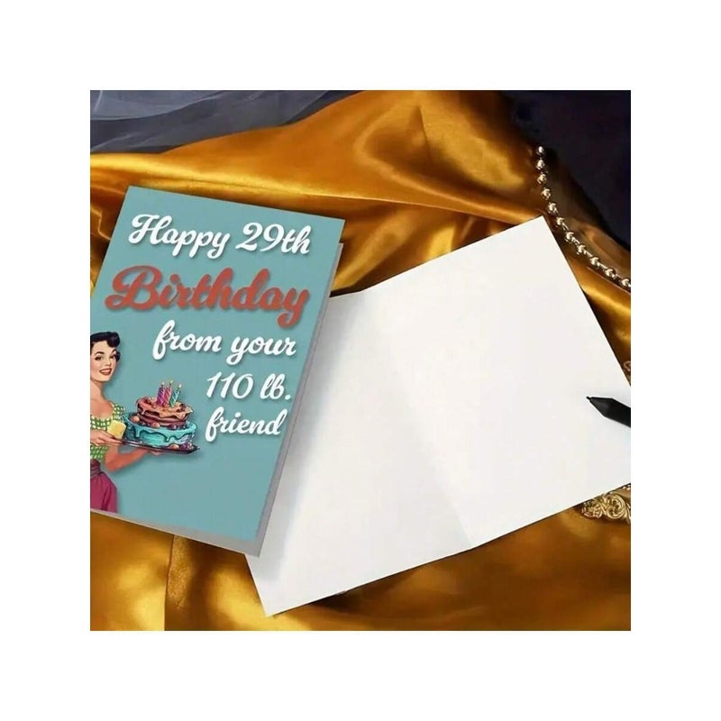 1pc Vintage Style Birthday Greeting Card, Suitable For Best Friend - Humorous 29th Birthday Wishes, With Envelope, Great As Women's Birthday Gift, Friendship Celebration Gift, Small Business Thank You  Card - Image 3