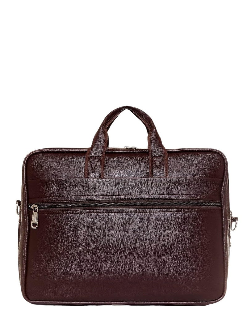 SAMTROH Brown Pu Leather Laptop Bag for Men I Fits Up to 15.6 Inch Laptop/MacBook I 2 Compartment & Padded Laptop Compartment I Handles with Detachable Sling Strap I 3 External & 1 Inner Pocket - Image 4