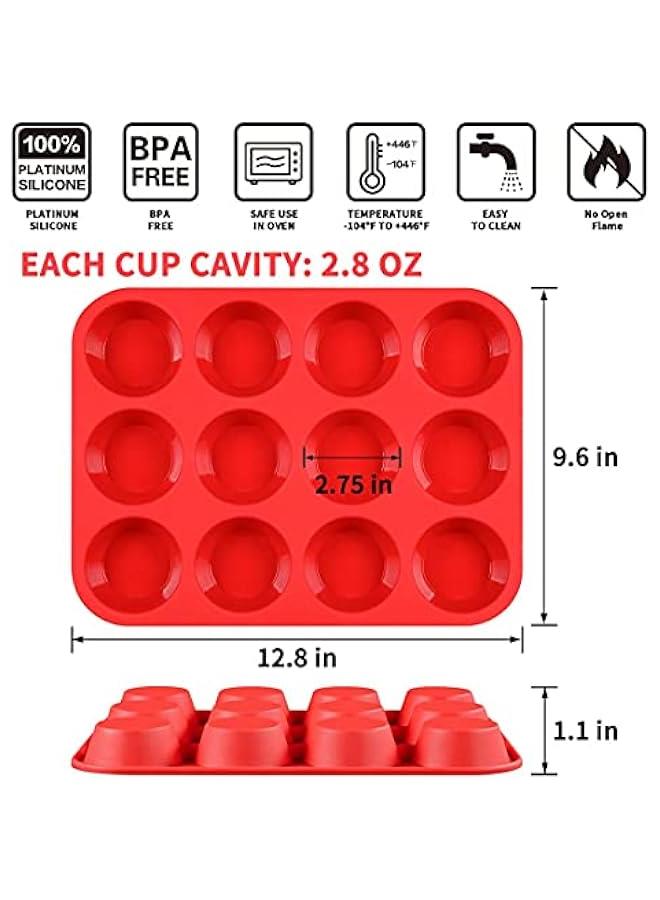 صينية مافن كبيرة جامبو، إطار معدني معزز 3.5 بوصة صينية كب كيك سيليكون كبيرة 6 أكواب صينية مافن جامبو للخبز سهلة الاستخدام - Image 3