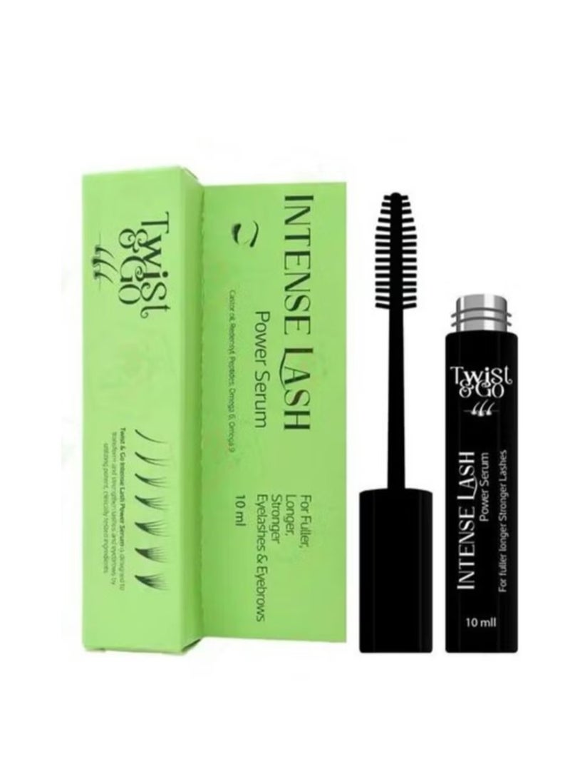 Twist&Go Intense Power Serum Lash 10ml - With Peptide - almond oil & coconut oil - avocado oil &olive oil -coconut oil -For Fuller Longer - Stronger Lashes - Eye brows & Eyelashes 