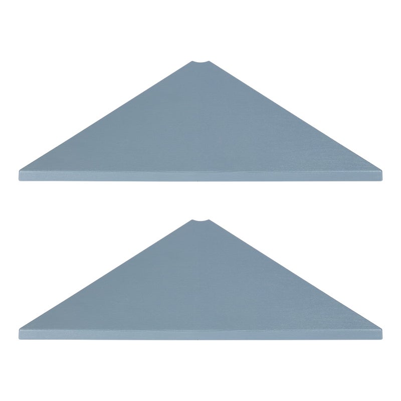evron Corner Mounting Shelf Set of 2 â€“ Easy to Install Floating Wall Shelves with Wood Grain Finish, Durable and Waterproof ABS Plastic for Kitchen, Bathroom, Living Room Home DÃ©cor (Grey) - Image 1