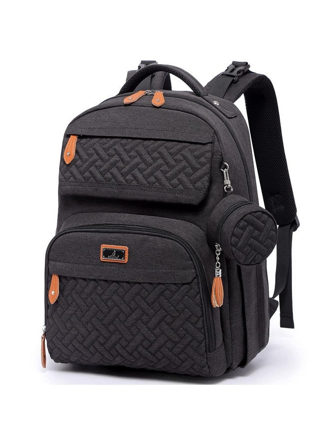 BabbleRoo Diaper Bag Backpack, Unisex Bags With Changing Pad, Pacifier Case & Stroller Straps, Multifunction Waterproof Travel Back Pack For Boys Girls, Black - Image 1