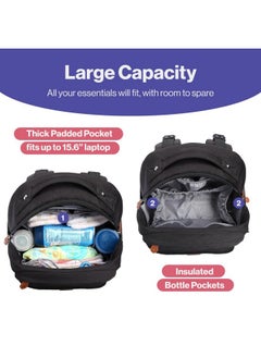 BabbleRoo Diaper Bag Backpack, Unisex Bags With Changing Pad, Pacifier Case & Stroller Straps, Multifunction Waterproof Travel Back Pack For Boys Girls, Black  - Image 5