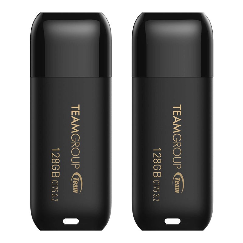 TEAMGROUP C175 128GB 2 Pack USB 3.2 Gen 1 (USB 3.1/3.0) Read 100MB/s Flash Thumb Drive, External Data Storage Memory Stick Compatible with Computer/Laptop Matte Black TC1753128GB22 - Image 1