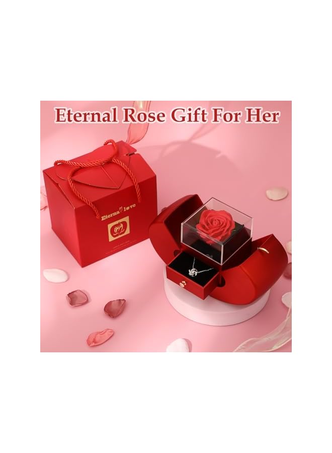 The Bros Preserved Real Rose Gifts for Women, Eternal Rose Gift For Her, Handmade Rose Flower with Jewelry Gifts For Her On Birthday, Gifts for Woman Wife Girlfriend Mother Birthday, Valentines - Image 3