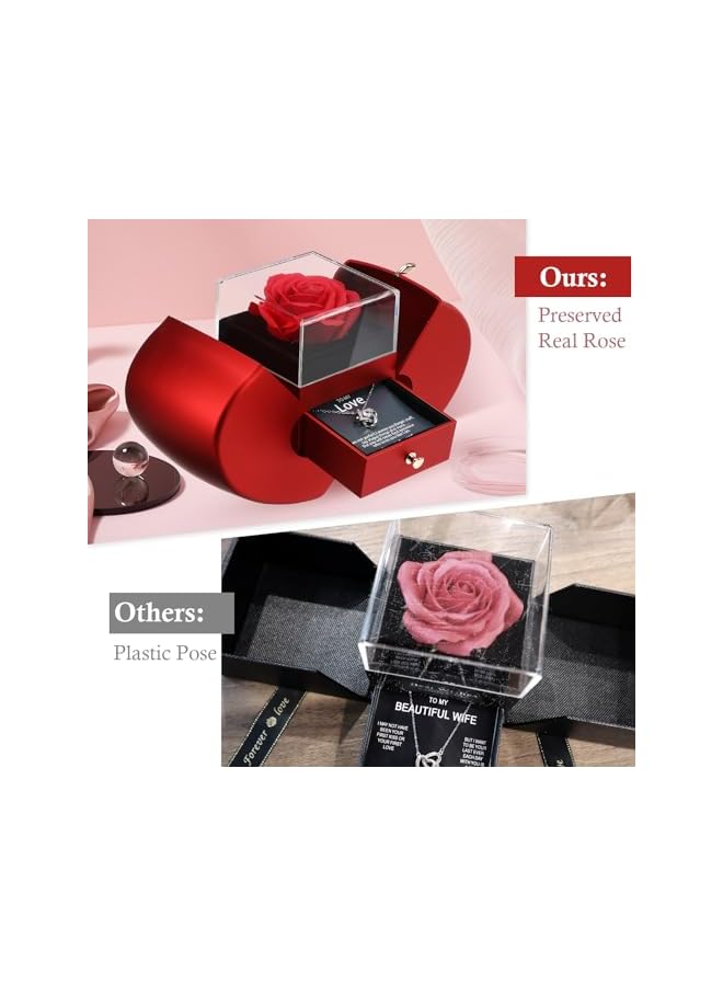 The Bros Preserved Real Rose Gifts for Women, Eternal Rose Gift For Her, Handmade Rose Flower with Jewelry Gifts For Her On Birthday, Gifts for Woman Wife Girlfriend Mother Birthday, Valentines - Image 5