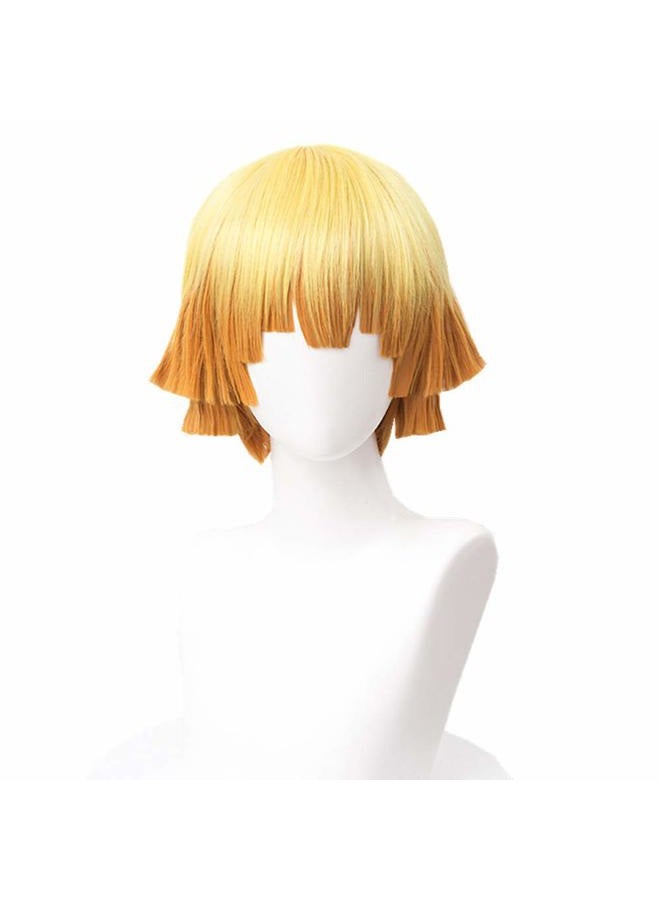 LABEAUTÉ Zenitsu Anime Short Cosplay Wig Halloween Wig Character Wig Cosplay Clothes for Demon Slayer: Kimetsu no Yaiba (Yellow Zenitsu) - Image 1