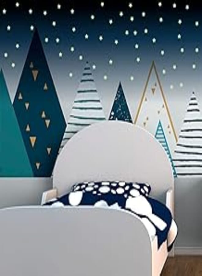 Decorative multicolored sticker -Mountain tipika + 100 phosphorescent stars (60x100cm) 