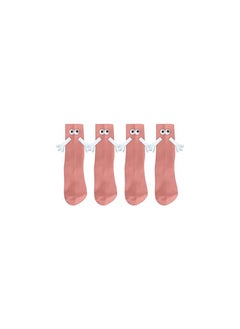 Couple's Hand-Holding Socks, Magnetic Matching Socks for Couples, Novelty Unisex Mid-Tube Socks in Peach Pink, Fun and Unique Gift for Lovers, Perfect for Cozy Moments Together.