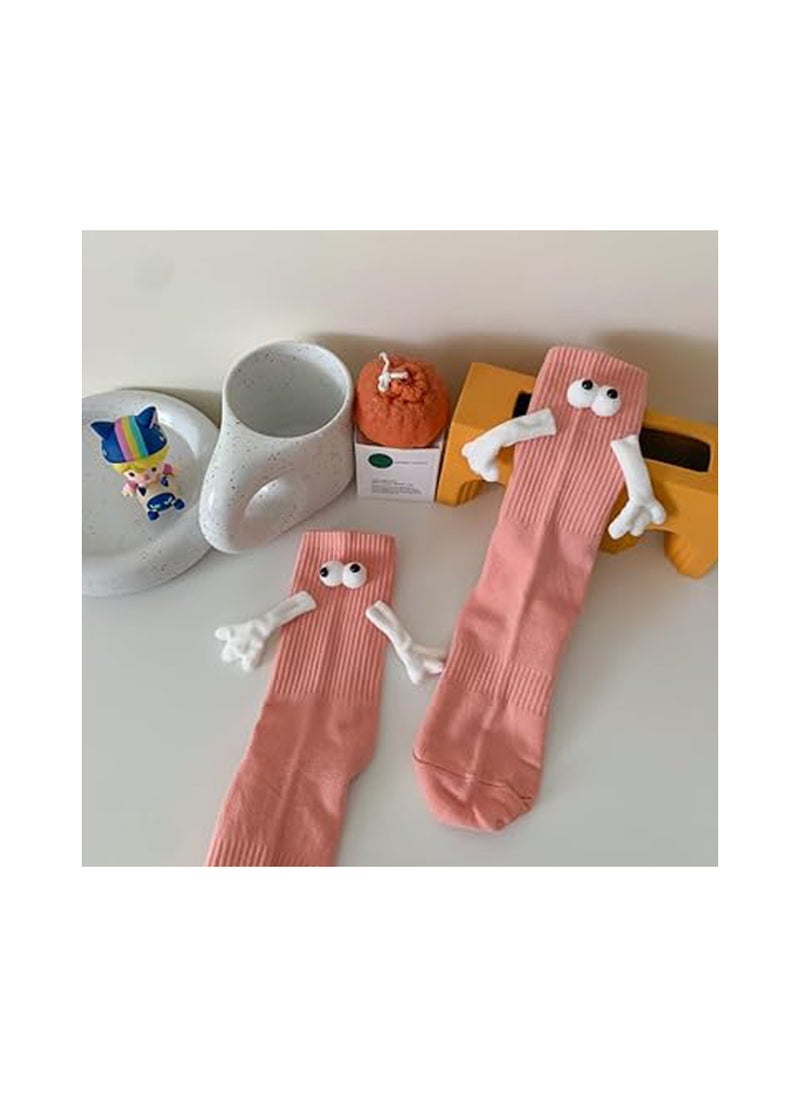 Generic - Couple's Hand-Holding Socks, Magnetic Matching Socks for Couples, Novelty Unisex Mid-Tube Socks in Peach Pink, Fun and Unique Gift for Lovers, Perfect for Cozy Moments Together. - Image 1
