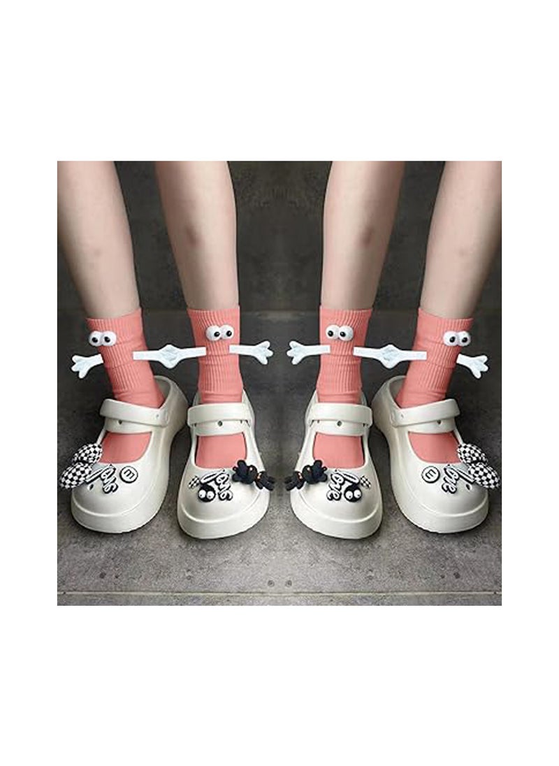 Generic - Couple's Hand-Holding Socks, Magnetic Matching Socks for Couples, Novelty Unisex Mid-Tube Socks in Peach Pink, Fun and Unique Gift for Lovers, Perfect for Cozy Moments Together. - Image 1