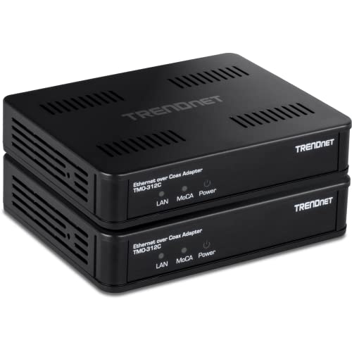 TRENDnet Ethernet Over Coax MoCa 2.5 Adapter (2-Pack), TMO-312C2K, Backward Compatible with MoCA 2.0/1.1/1.0, RJ-45 Gigabit LAN Port, Supports Net Throughput up to 1Gbps, Support up to 16 Nodes, Black - Image 1