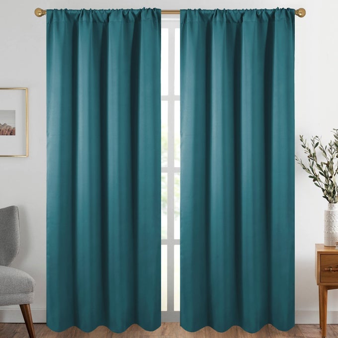 SEA TEAL BLACKOUT CURTAINS FOR BEDROOM AND LIVING ROOM THERMAL INSULATED ROOM DARKENING CURTAINS DRAPES 52 X 84 2 PANELS