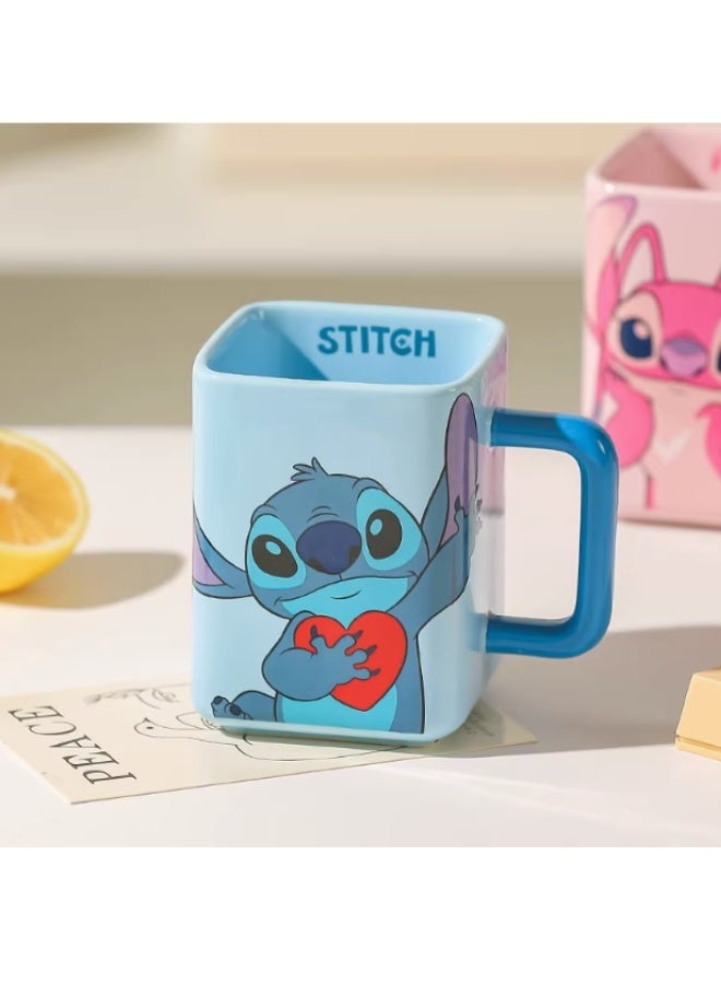 Disney Disney Stitch Square Mug  Cute Cartoon Design With Blue Handle 450ml  - Image 3