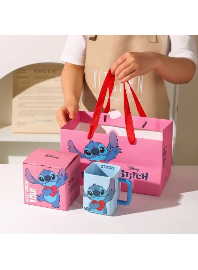 Disney Disney Stitch Square Mug  Cute Cartoon Design With Blue Handle 450ml  - Image 4