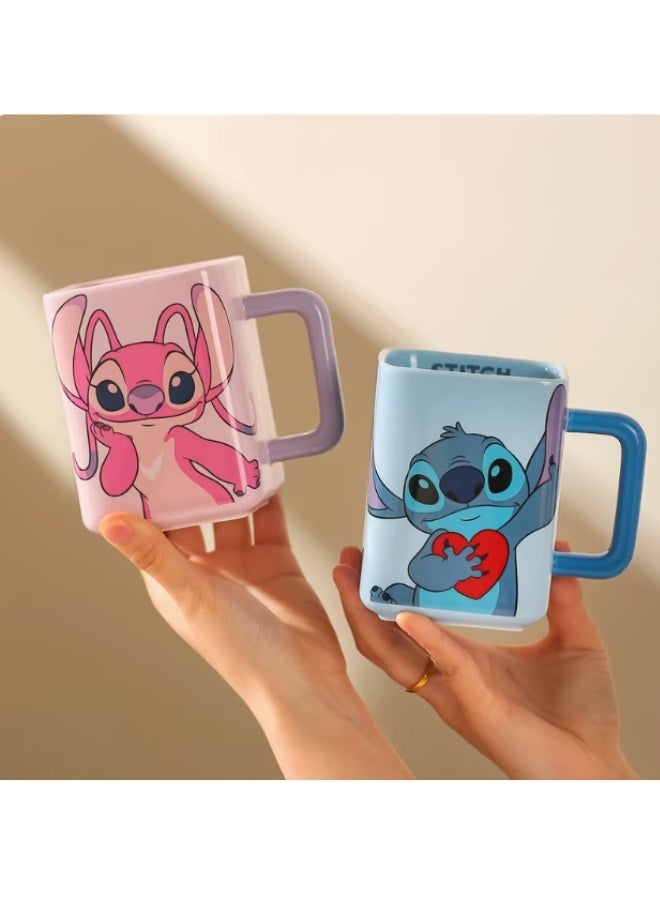 Disney Disney Stitch Square Mug  Cute Cartoon Design With Blue Handle 450ml  - Image 2