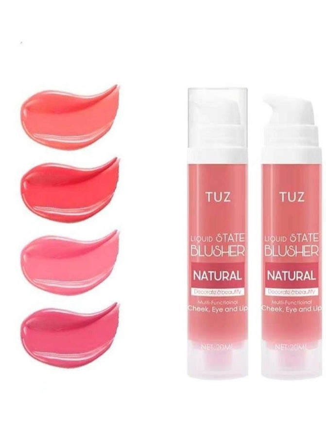 TUZ أحمر خدود متعدد الألوان 4 قطع طبيعي، شفاف، ساطع وثبات كامل للماكياج - Image 1