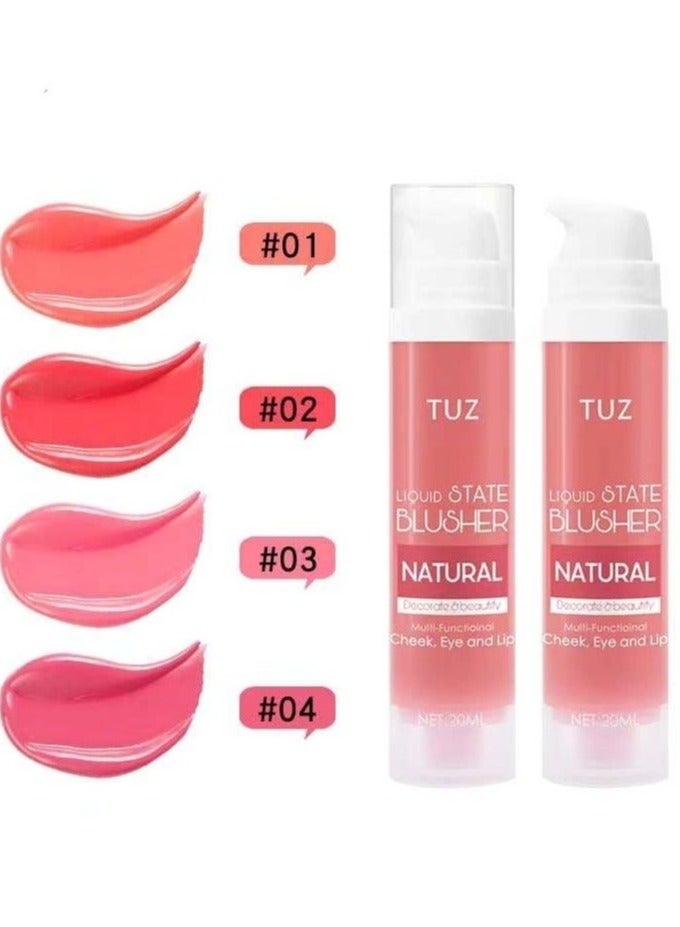 TUZ أحمر خدود متعدد الألوان 4 قطع طبيعي، شفاف، ساطع وثبات كامل للماكياج - Image 2