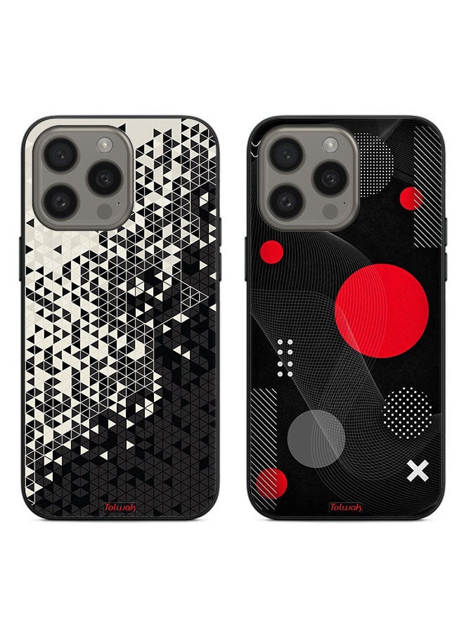 Tolwak - Two Cases For Apple iPhone 15 Pro Max Protective Covers Digital Shape Pattern - Image 1